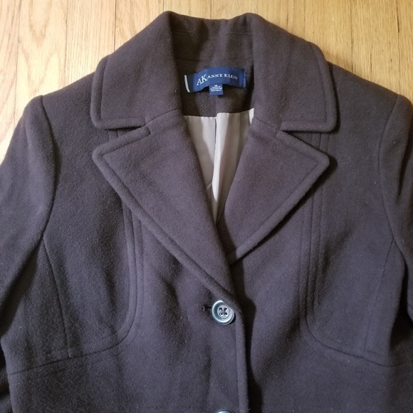 Anne Klein Wool Coat Chocolate Brown Medium - Picture 4 of 6